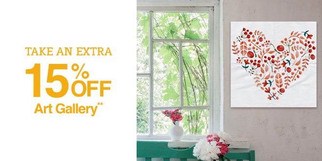 Up to 35% off + Extra 15% off Art Gallery**