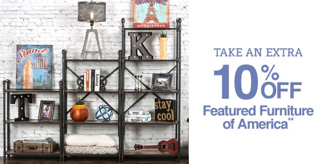 Extra 10% off Featured Furniture of America**