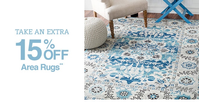 Take an Extra 15% off Area Rugs**