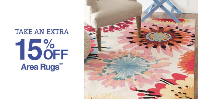 Take an Extra 15% off Area Rugs**