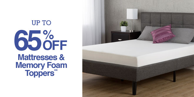 Up to 65% off Mattresses & Memory Foam Toppers**