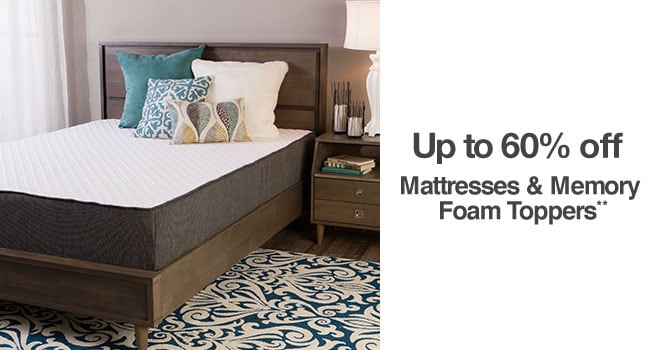 Up to 60% off Mattresses and Memory Foam Toppers**