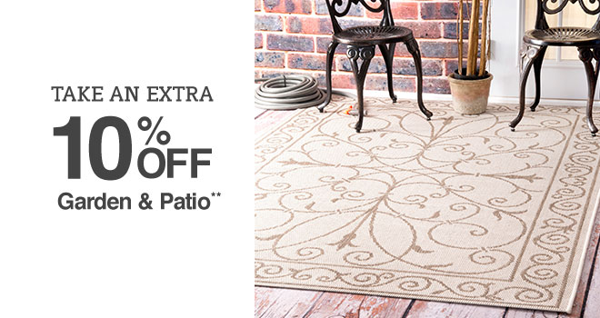 Up to 75% off + Extra 10% off Garden & Patio**