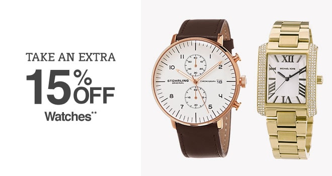 Up to 70% off + Extra 15% off Watches**