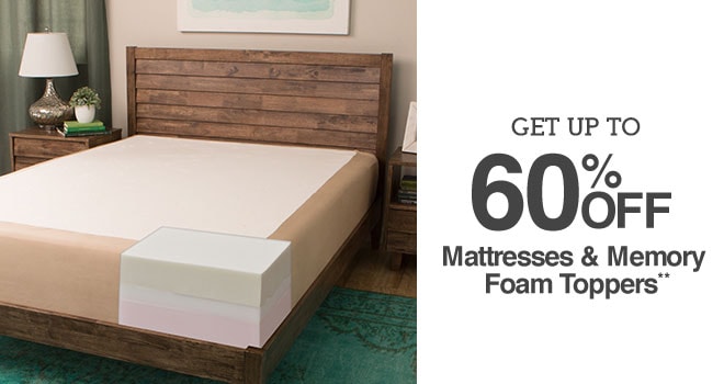 Up to 60% off Mattresses and Memory Foam Toppers**