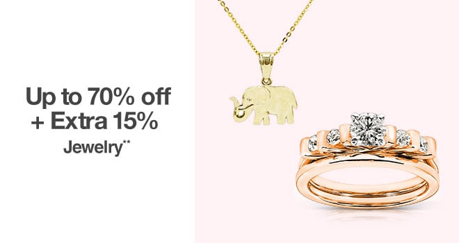 Up to 70% off + Extra 15% off Jewelry**