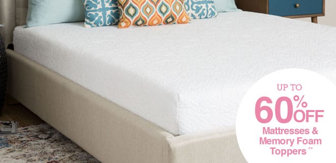 Up to 60% off Mattresses and Memory Foam Toppers**