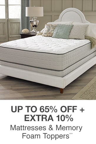 Up to 65% off + Extra 10% off Mattresses & Memory Foam Toppers**