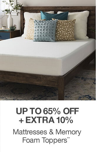 Up to 65% off + Extra 10% Mattresses & Memory Foam Toppers**