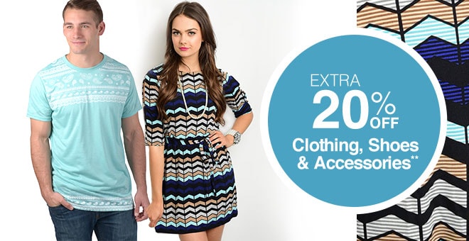 Extra 20% off Clothing Shoes & Accessories**