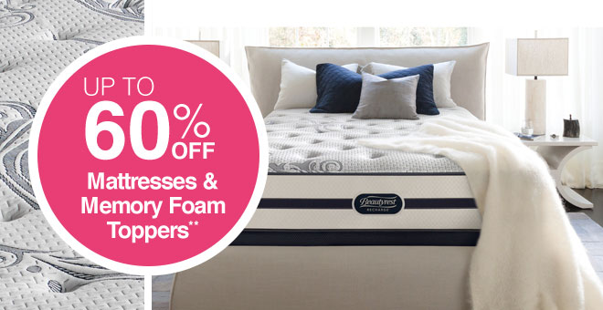 Up to 60% off Mattresses and Memory Foam Toppers**