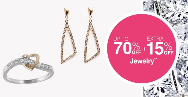 Up to 70% off + Extra 15% off Jewelry**