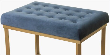 HomePop Rectangular Ottoman with Midnight Velvet Tufted Cushion and Gold Metal X Base