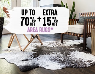 Up to 70% off + Extra 15% off Area Rugs*