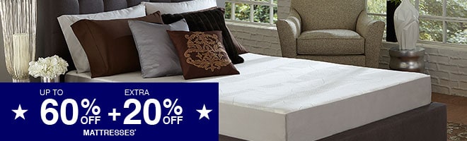 Up to 60% off + Extra 20% off Mattresses*