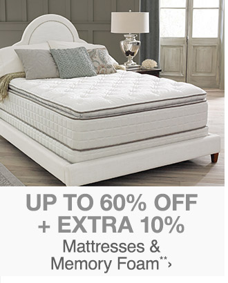 Up to 60% off + Extra 10% off Mattresses & Memory Foam**