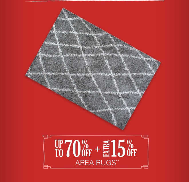 Up to 70% off + Extra 15% off Area Rugs**