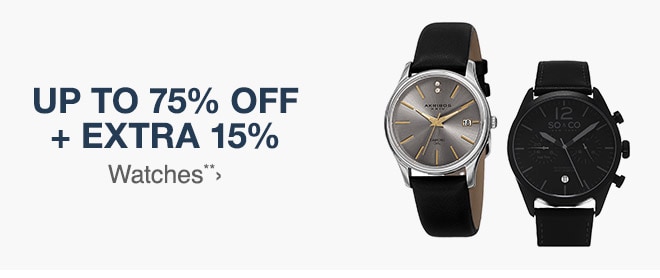 Up to 75% off + Extra 15% off Watches**