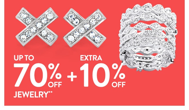 Up to 70% off + Extra 10% off Jewelry**