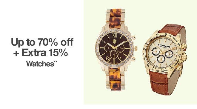 Up to 70% off + Extra 15% off Watches**