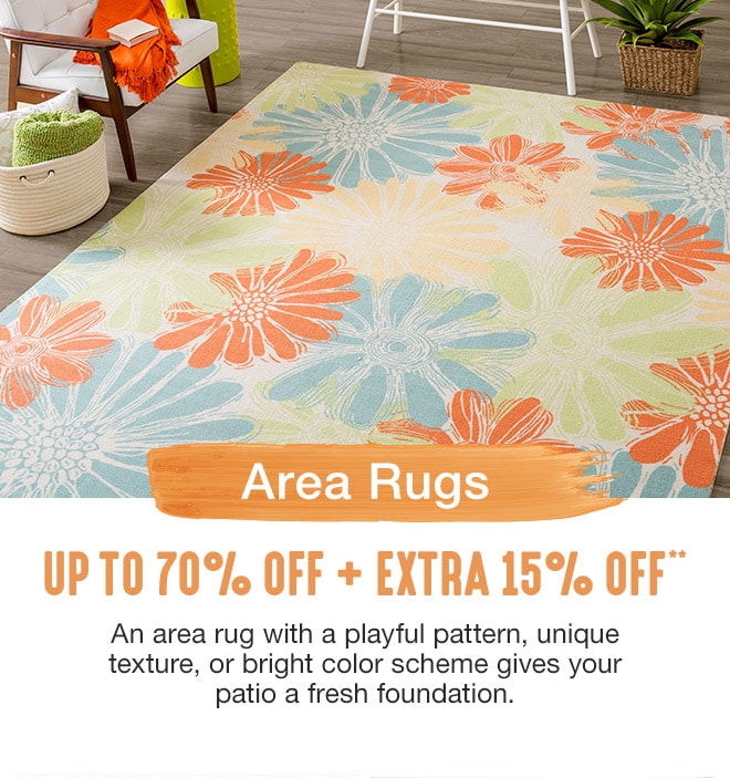 Up to 70% off + Extra 15% off Area Rugs**