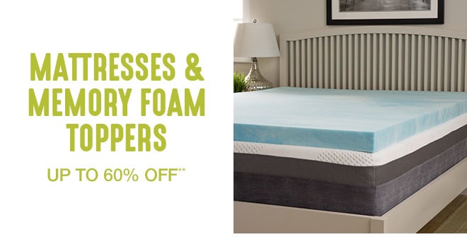 Up to 60% off Mattresses and Memory Foam Toppers**