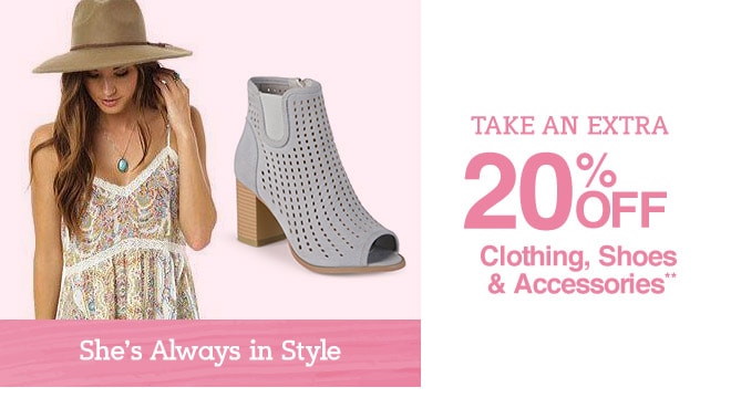 Take an Extra 10-20% off Clothing Shoes & Accessories**