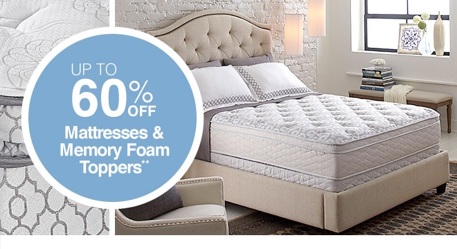 Up to 60% off Mattresses and Memory Foam Toppers**