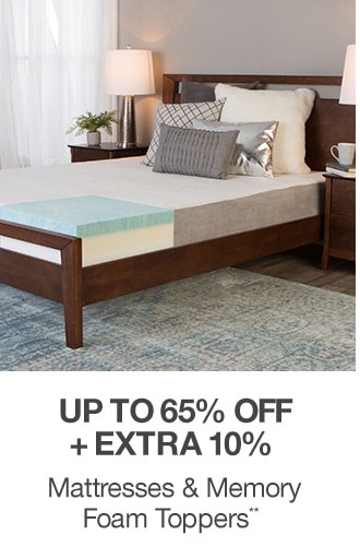 Up to 65% off + Extra 10% off Mattresses & Memory Foam Toppers**