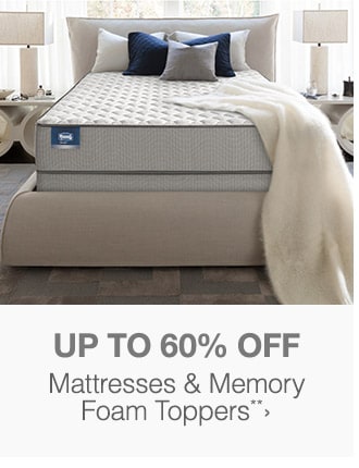 Up to 60% off Mattresses & Memory Foam Toppers**