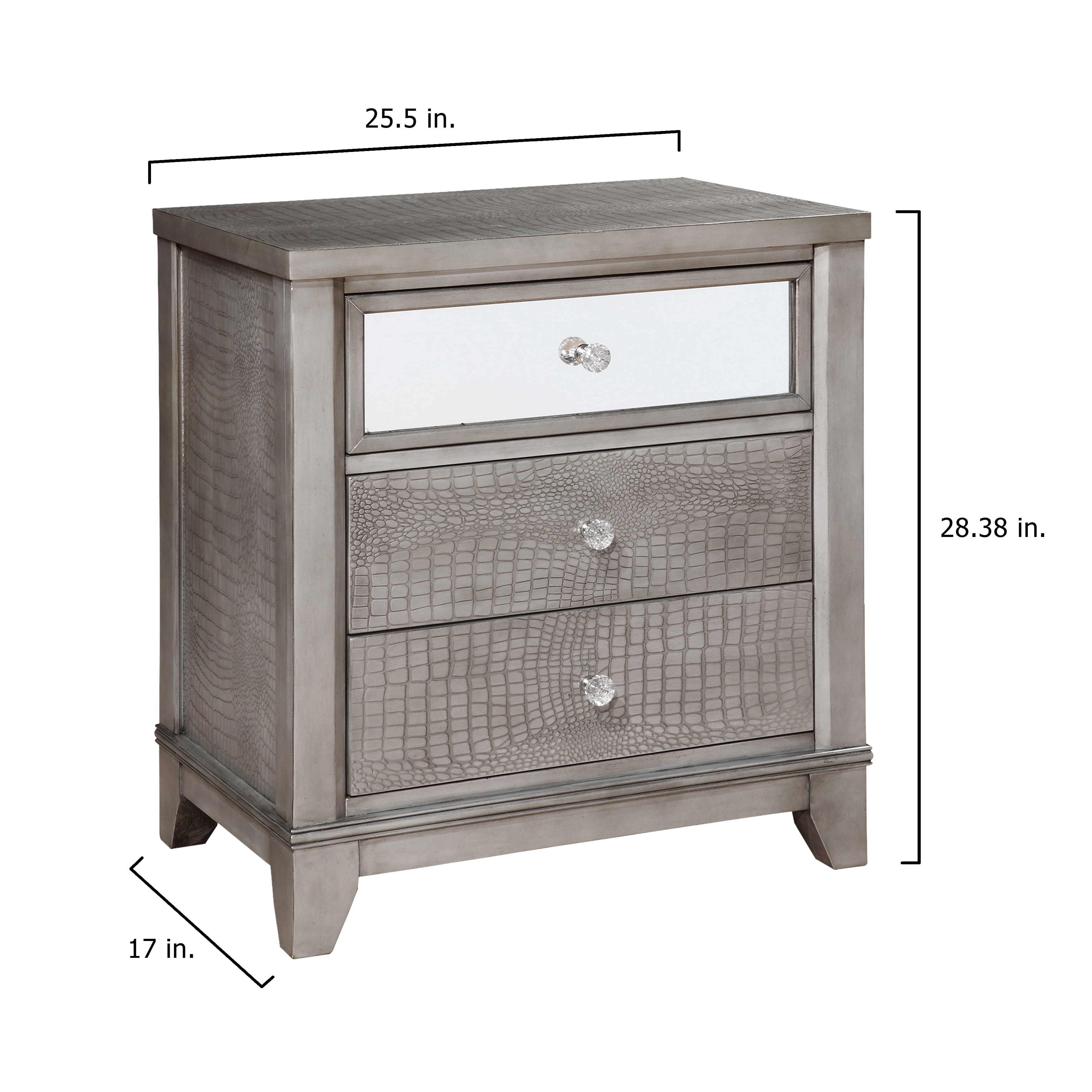 Furniture Of America Divonne Modern Crocodile Silver 3 Drawer Furniture Of America Divonne Modern Crocodile Silver 3 Drawer Nightstand On Free Shipping Today 20831164
