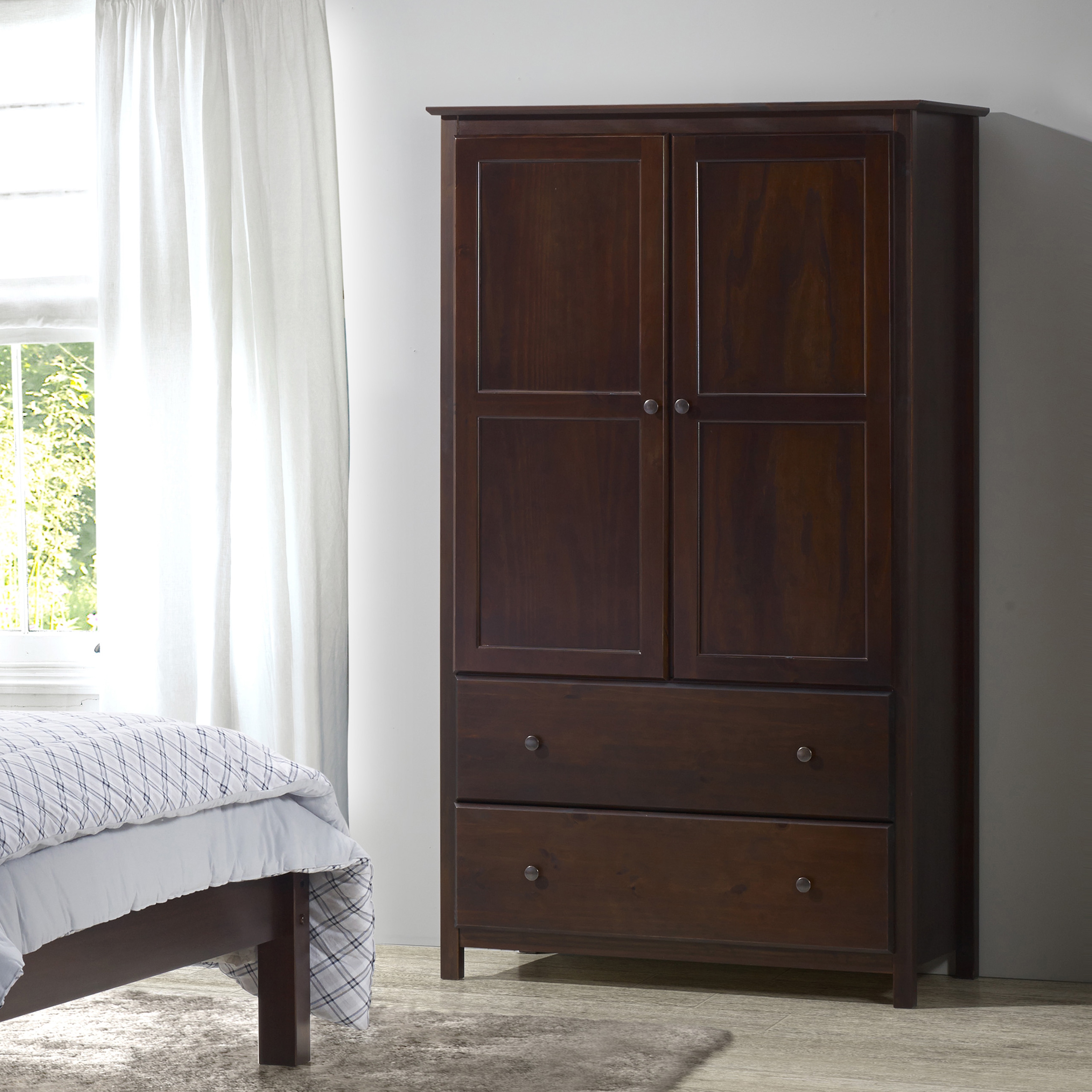 Grain Wood Furniture Shaker 2 Door Solid Armoire Cherry Grain Wood Furniture Shaker 2 Door Solid Armoire Cherry Finish 41x72x22 Free Shipping Today 10034535