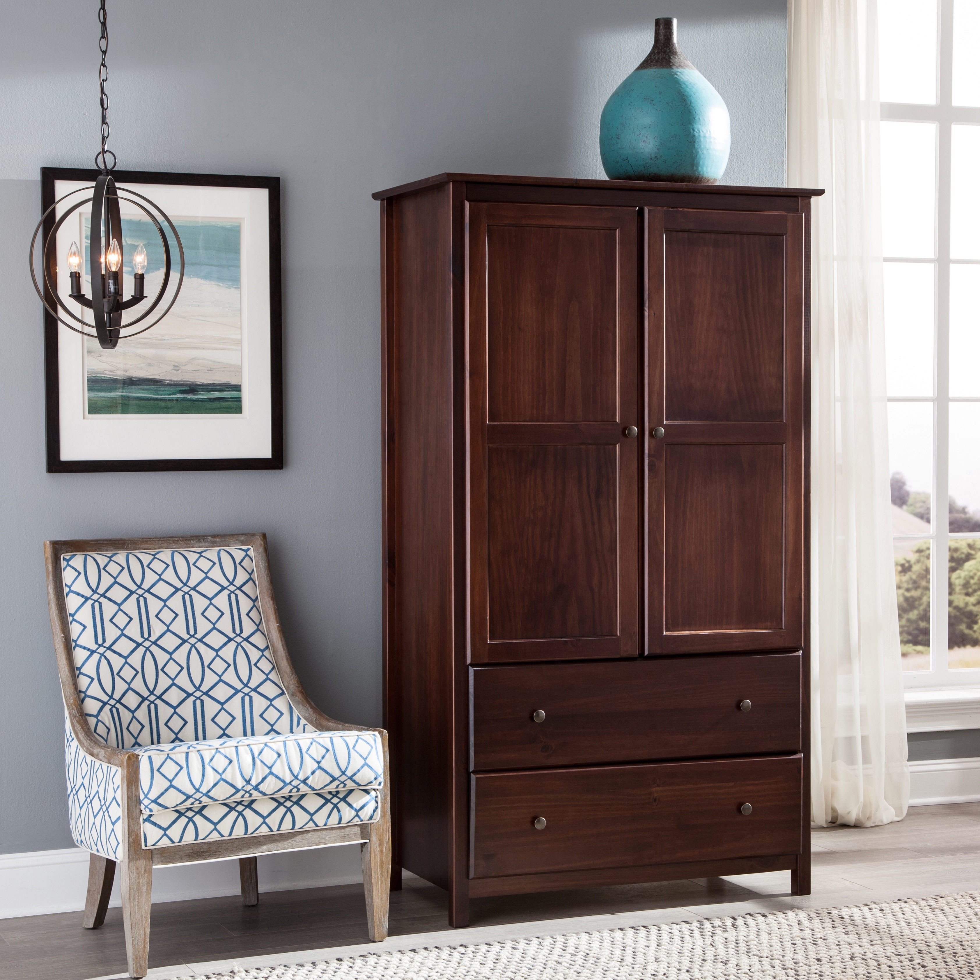 Grain Wood Furniture Shaker 2 Door Solid Cherry Finish Armoire Grain Wood Furniture Shaker 2 Door Solid Cherry Finish Armoire
