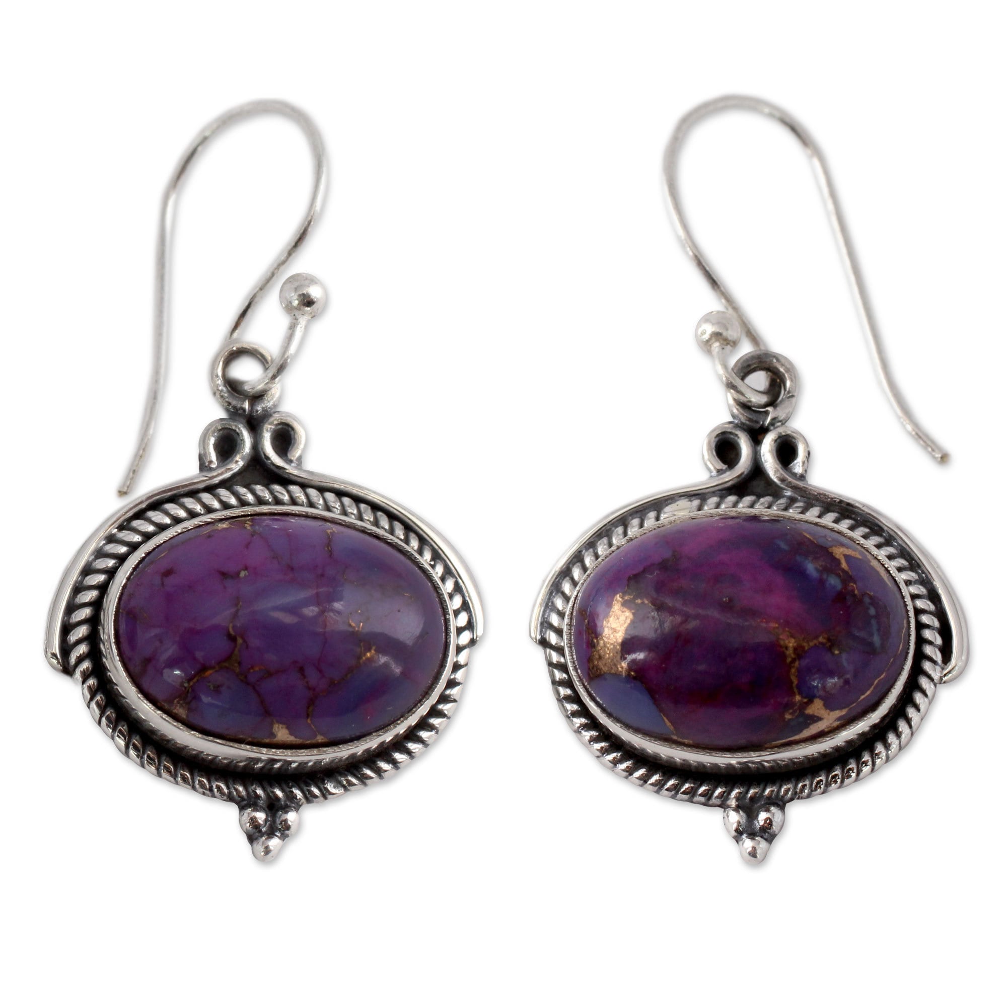 Handmade Sterling Silver Royal Purple Turquoise Earrings Handmade Sterling Silver Royal Purple Turquoise Earrings India Free Shipping On Orders Over 45 10038002