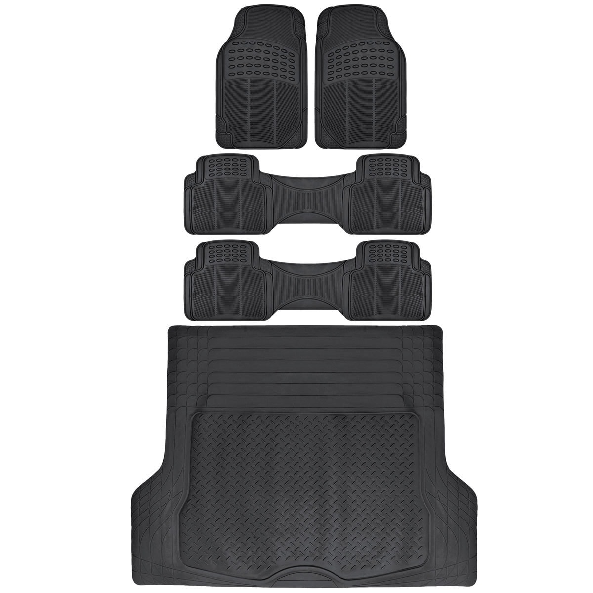Bdk 3 Row Heavy Duty Trimmable Car Floor Mats For Suv Van With Bdk 3 Row Heavy Duty Trimmable Car Floor Mats For Suv Van With Cargo Liner 5 Pieces