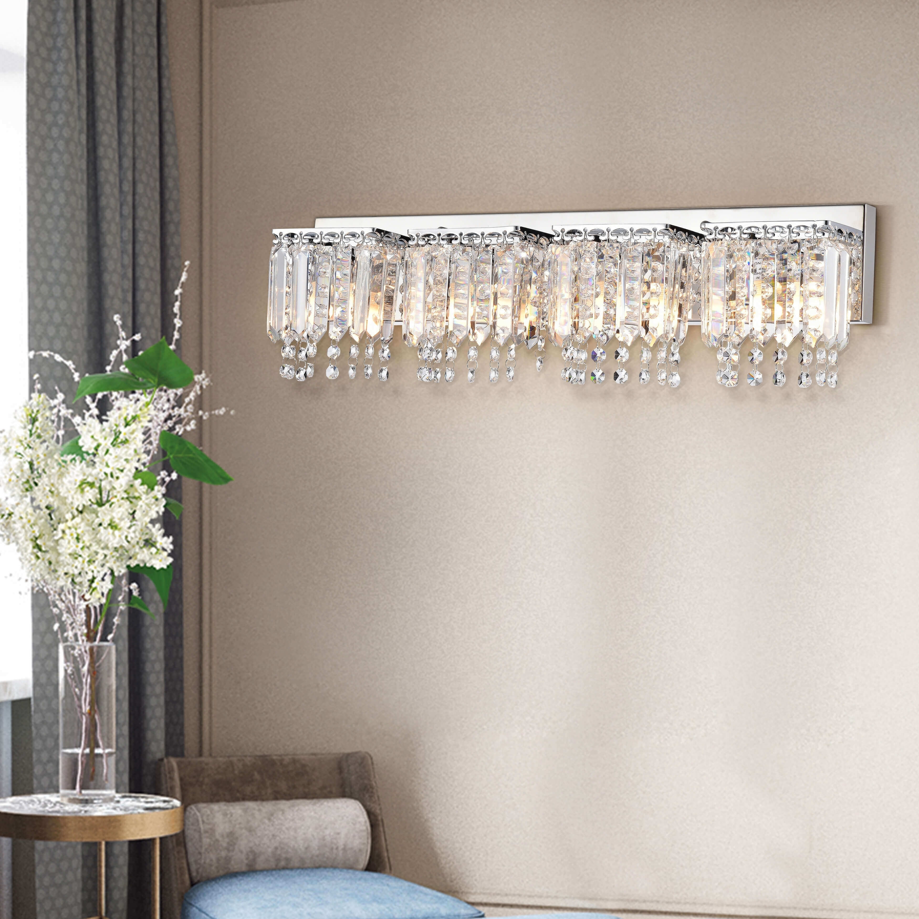Evelyn 4 Light Chrome Finish Crystal Strand Wall Sconce Free Evelyn 4 Light Chrome Finish Crystal Strand Wall Sconce Free Today Com 10085591
