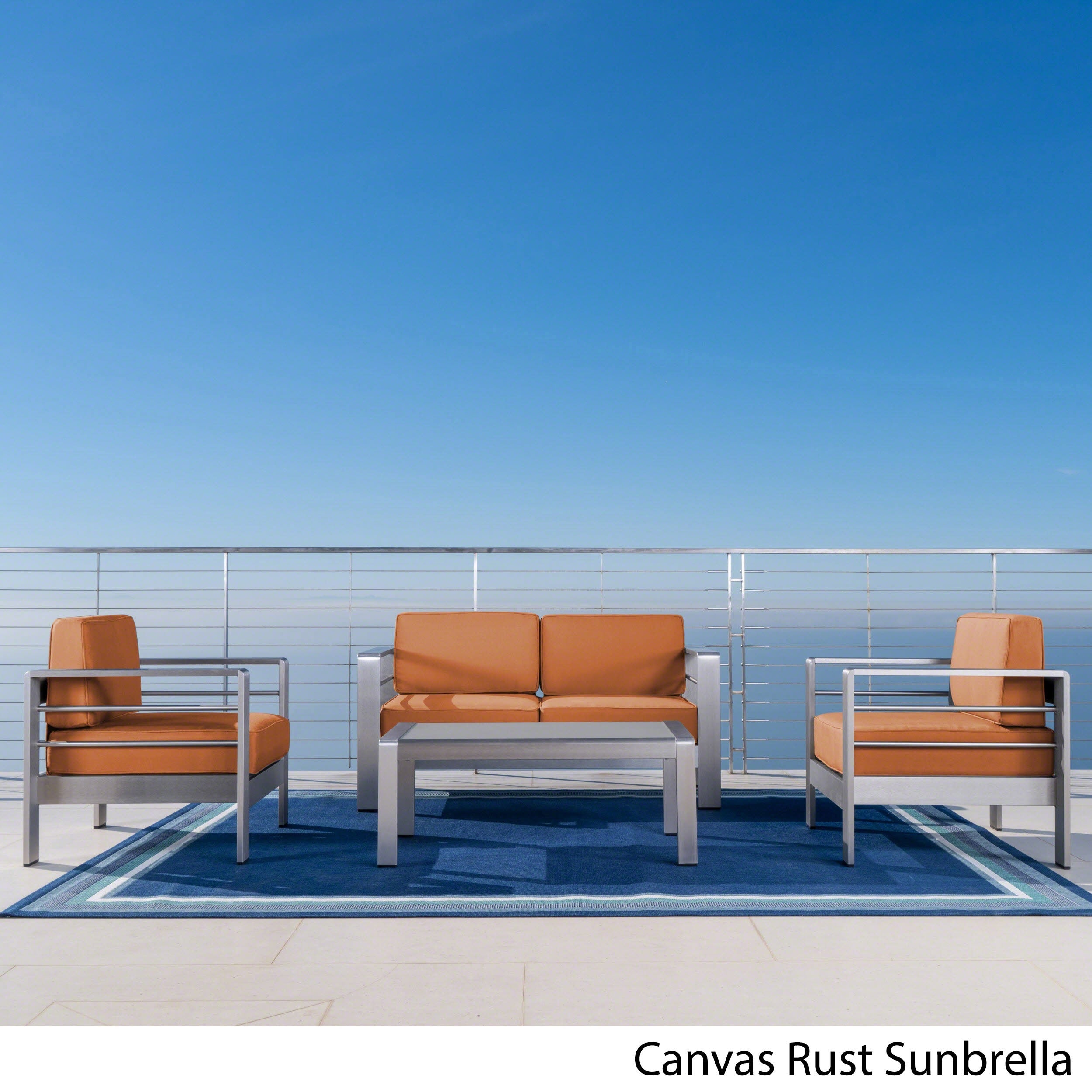 Cape C Outdoor Aluminum 4 Piece Loveseat Set With Optional Cape C Outdoor Aluminum 4 Piece Loveseat Set With Optional Sunbrella Cushions By Christopher Knight Home On Free Shipping Today