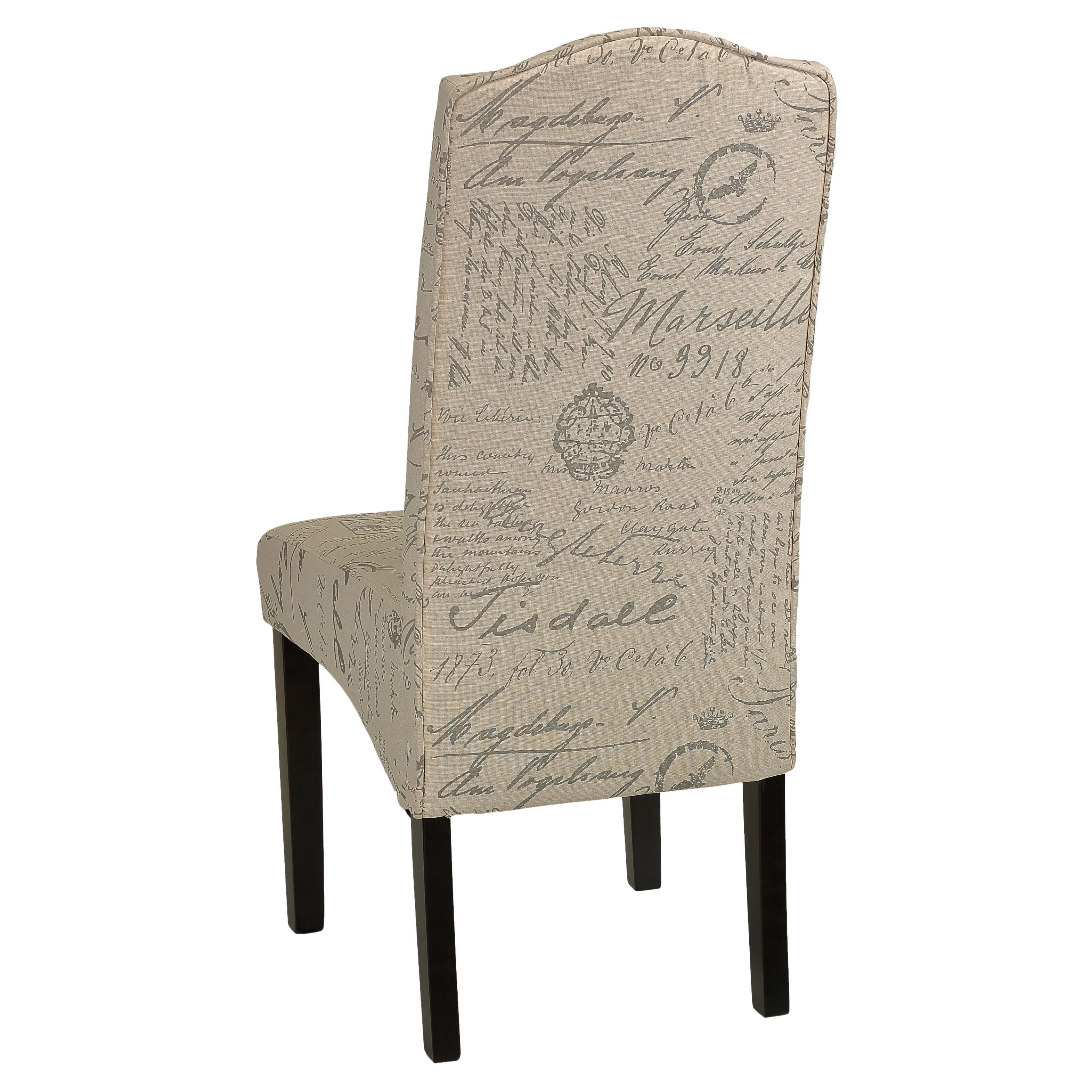 Cortesi Home Miller Beige Script Fabric Dining Chair Set Of 2