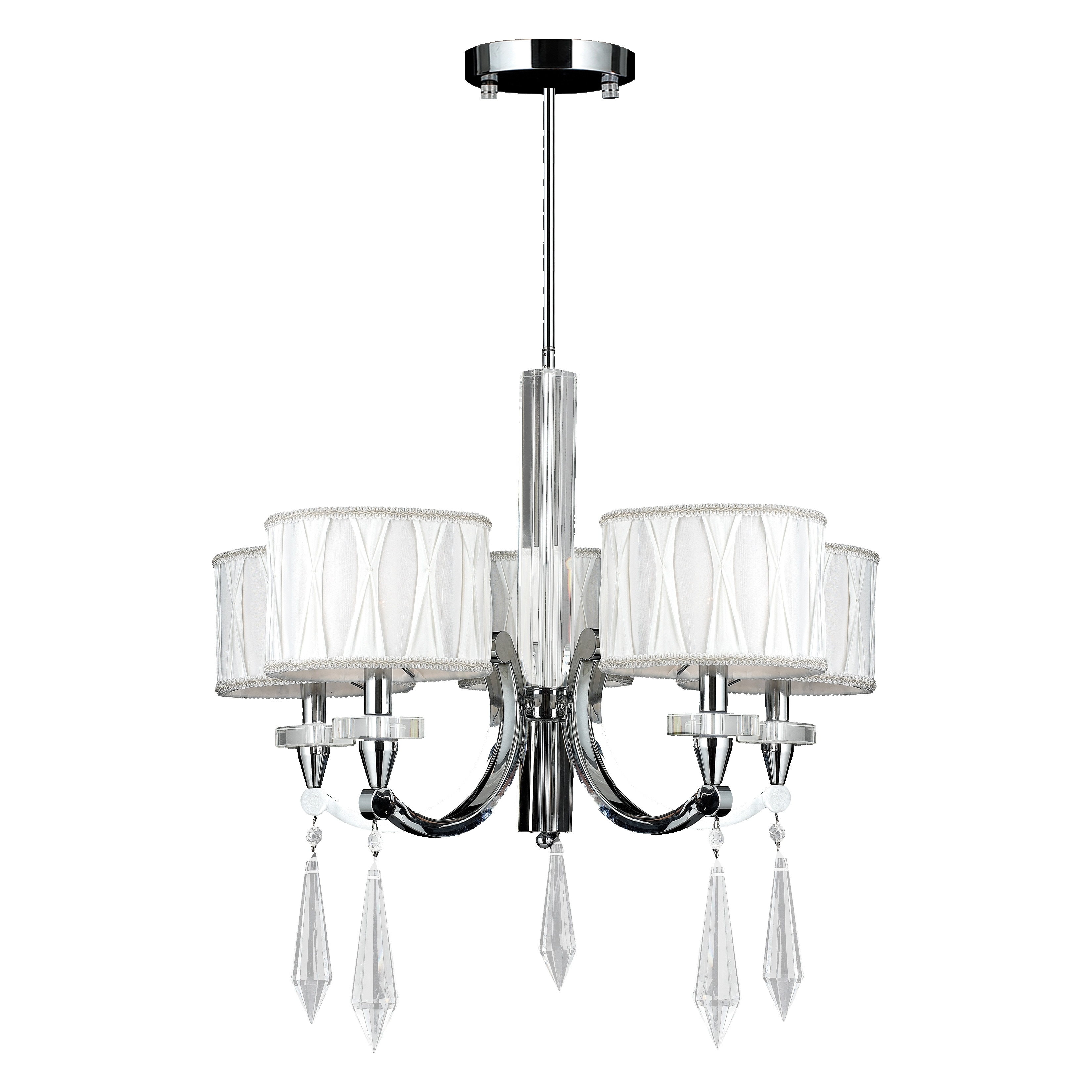Cutlass 5 Light Arm Chrome Finish Clear Crystal Large Cutlass 5 Light Arm Chrome Finish Clear Crystal Large Chandelier White Fabric Shade Free Today Com 10163171