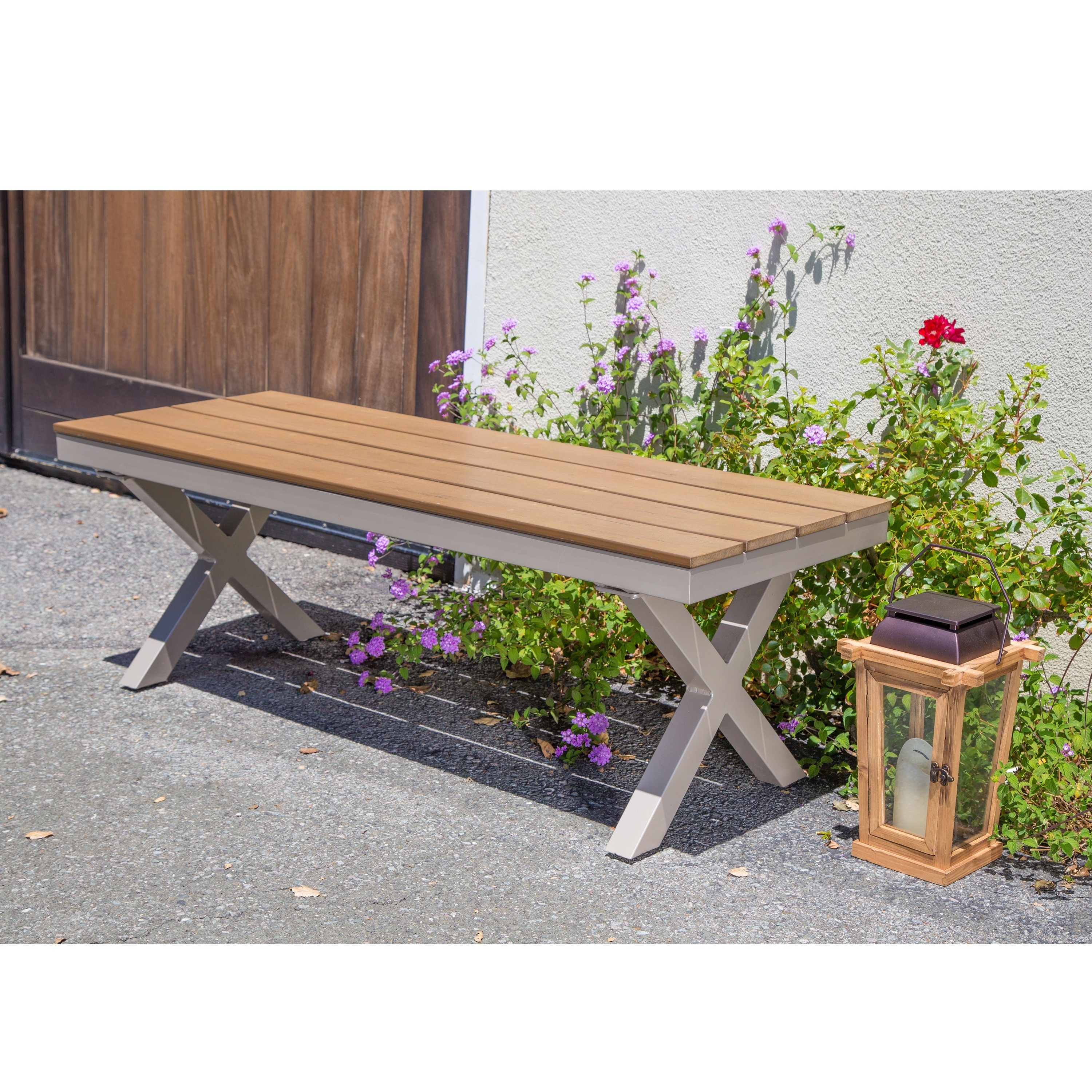 Corvus Jasmine Outdoor Aluminum And Poly Wood Bench On Corvus Jasmine Outdoor Aluminum And Poly Wood Bench