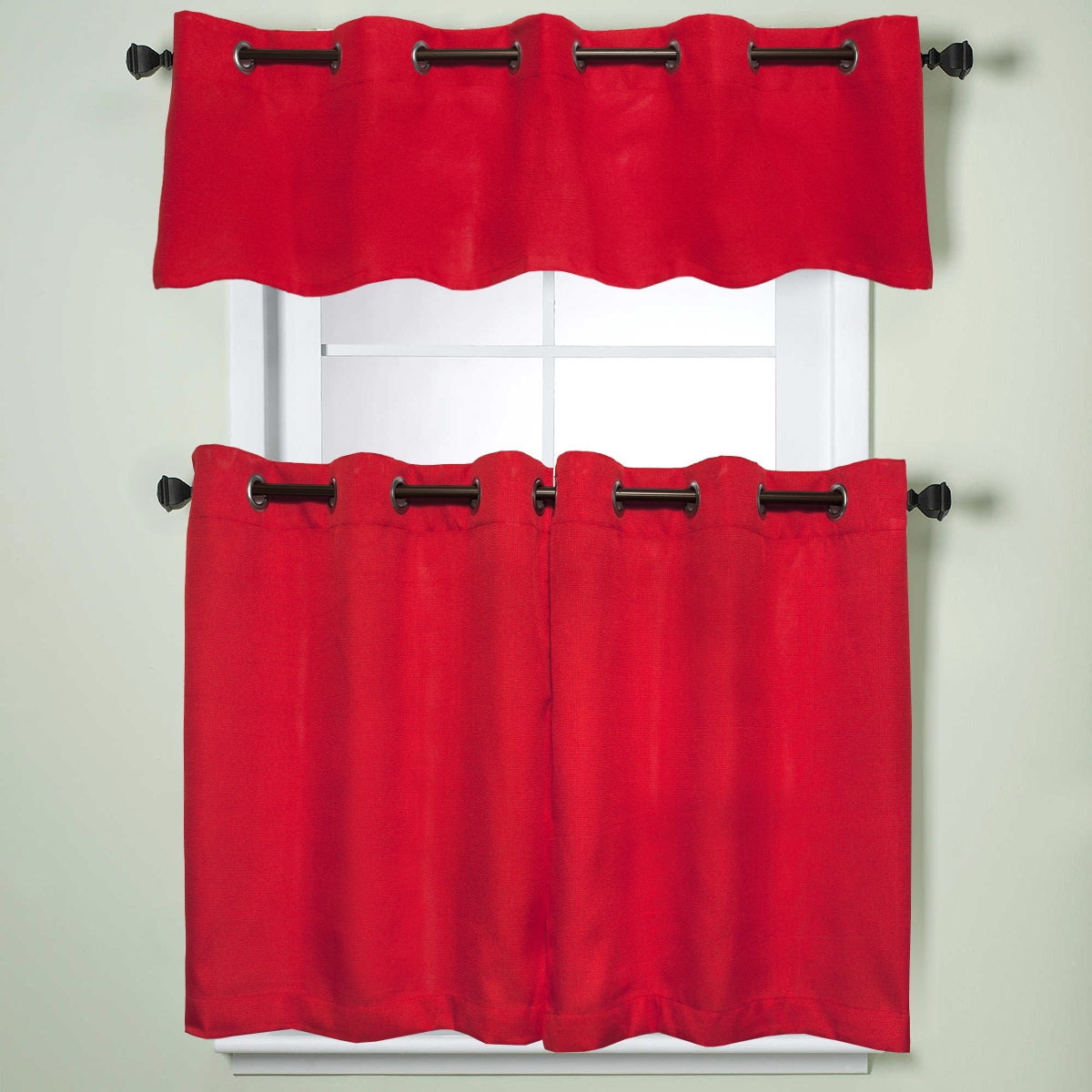 Shop Modern Subtle Texture Solid Red Kitchen Curtain Parts With