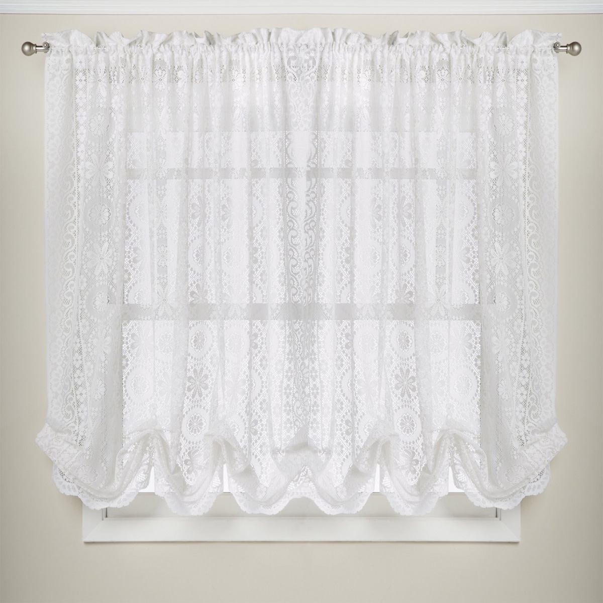 Shop White Lace Luxurious Old World Style Kitchen Curtains Tiers