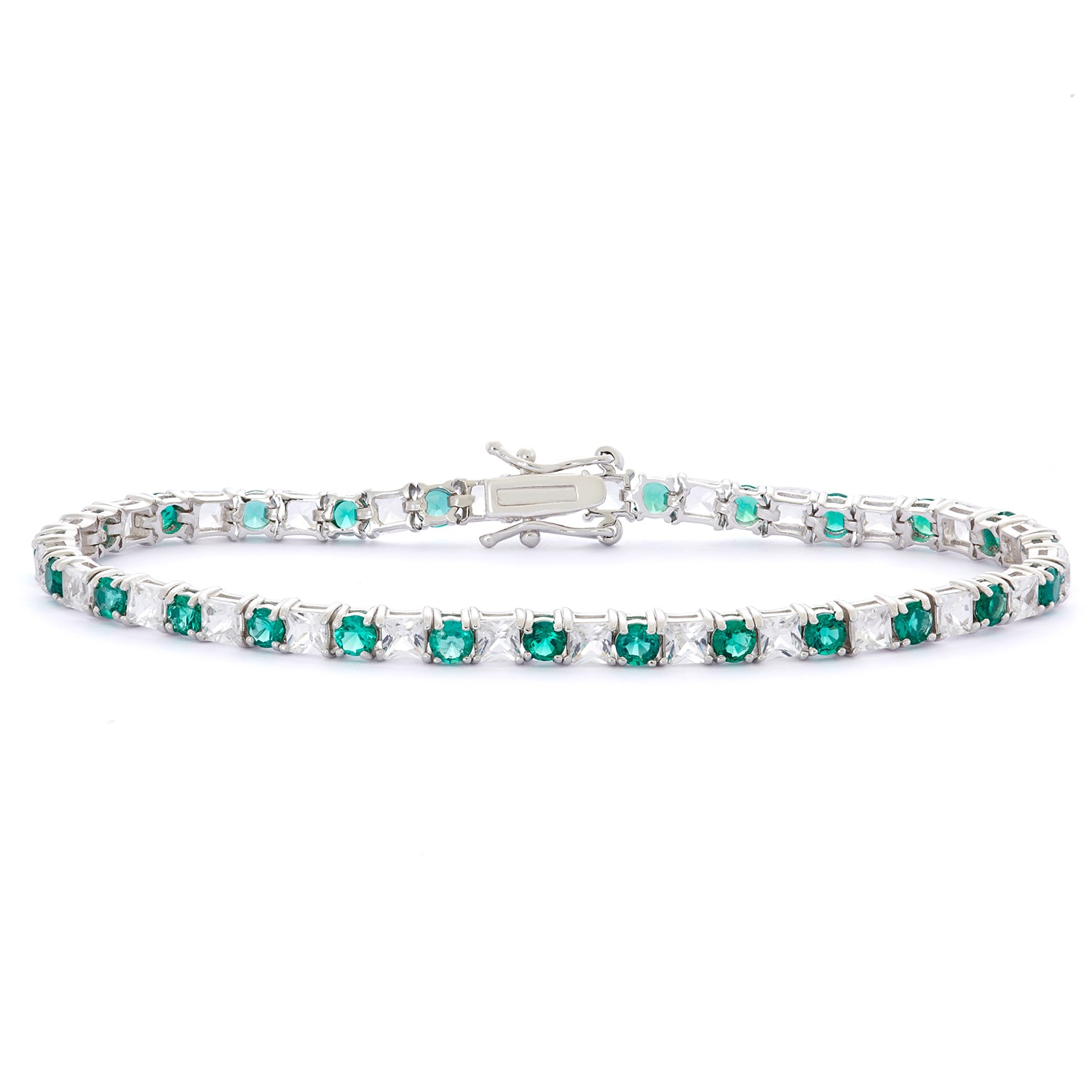 Gioelli Sterling Silver Round Created White Shire And Gioelli Sterling Silver Round Created White Shire And Emerald Bracelet On Free Shipping Today 10246898