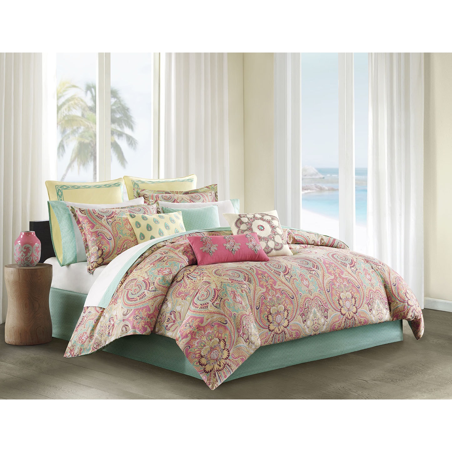 Echo Design Guinevere C Seafoam Cotton Sa Reversible Echo Design Guinevere C Seafoam Cotton Sa Reversible Comforter Set