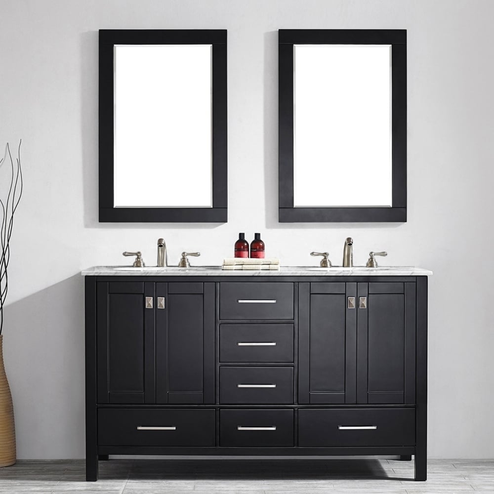Vinnova Gela 60 Inch Double Vanity In Espresso With Carrera Vinnova Gela 60 Inch Double Vanity In Espresso With Carrera White Marble Top Mirror On Free Shipping Today 10298773