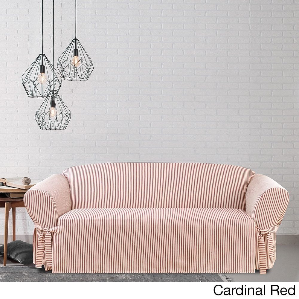 Sure Fit Ticking Stripe One Piece Sofa Slipcover Free Sure Fit Ticking Stripe One Piece Sofa Slipcover Free Shipping Today 10302744