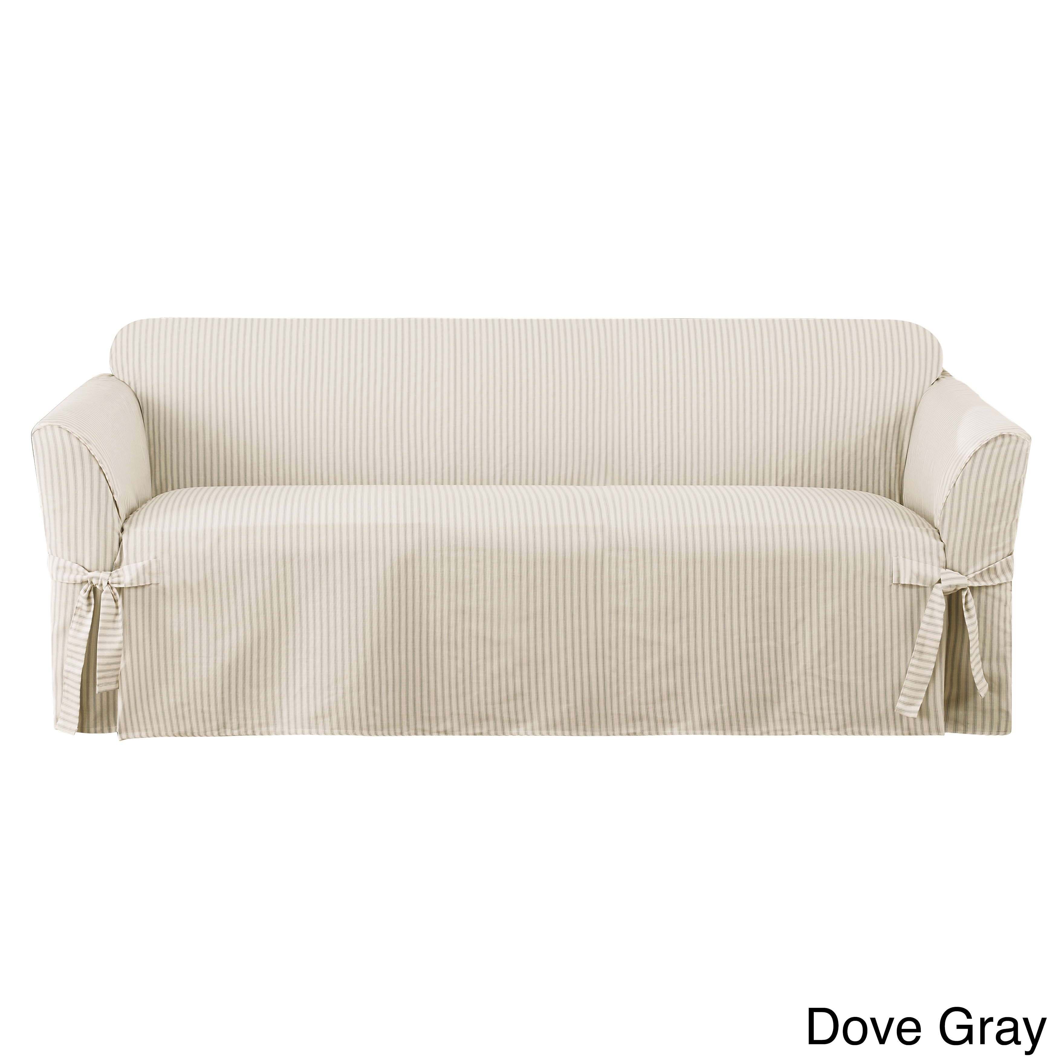 Sure Fit Ticking Stripe One Piece Sofa Slipcover In Dove Gray Sure Fit Ticking Stripe One Piece Sofa Slipcover In Dove Gray As Is Item Free Shipping Today 11111537