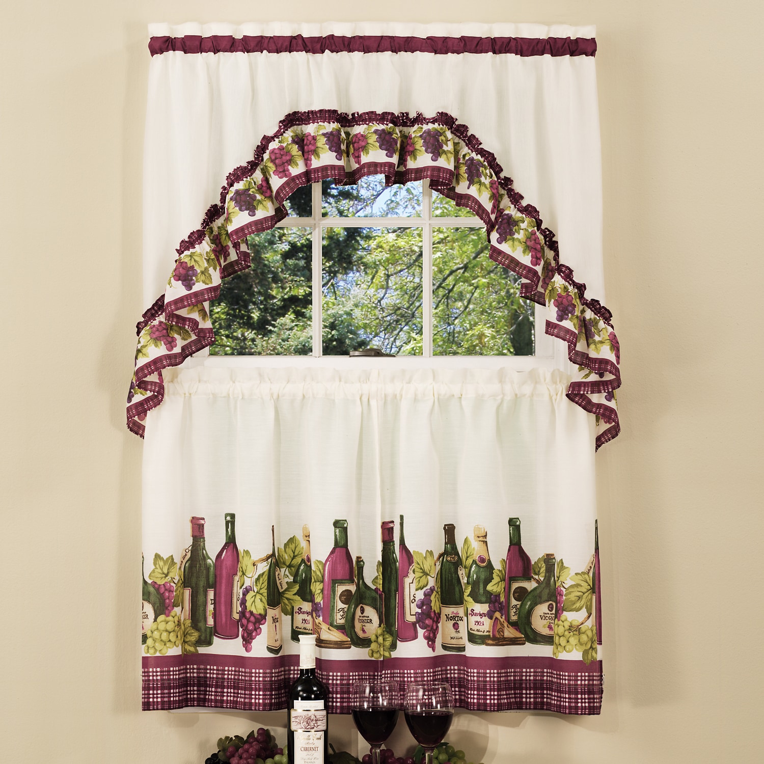 Shop Traditional Two Piece Tailored Tier And Swag Window Curtains
