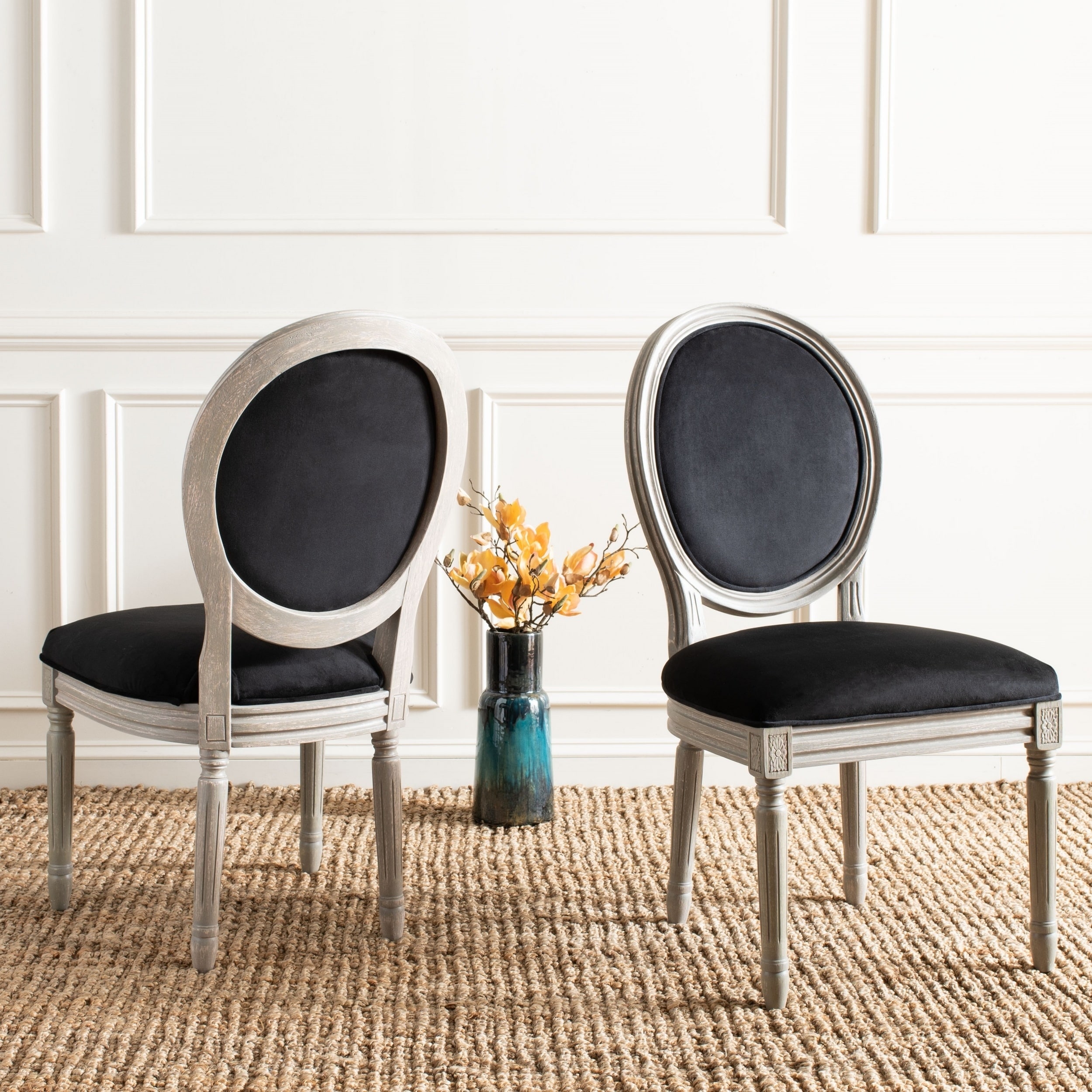 Safavieh Dining Old World Holloway Black Velvet Oval Safavieh Dining Old World Holloway Black Velvet Oval Chairs Set Of 2 On Free Shipping Today 10353753