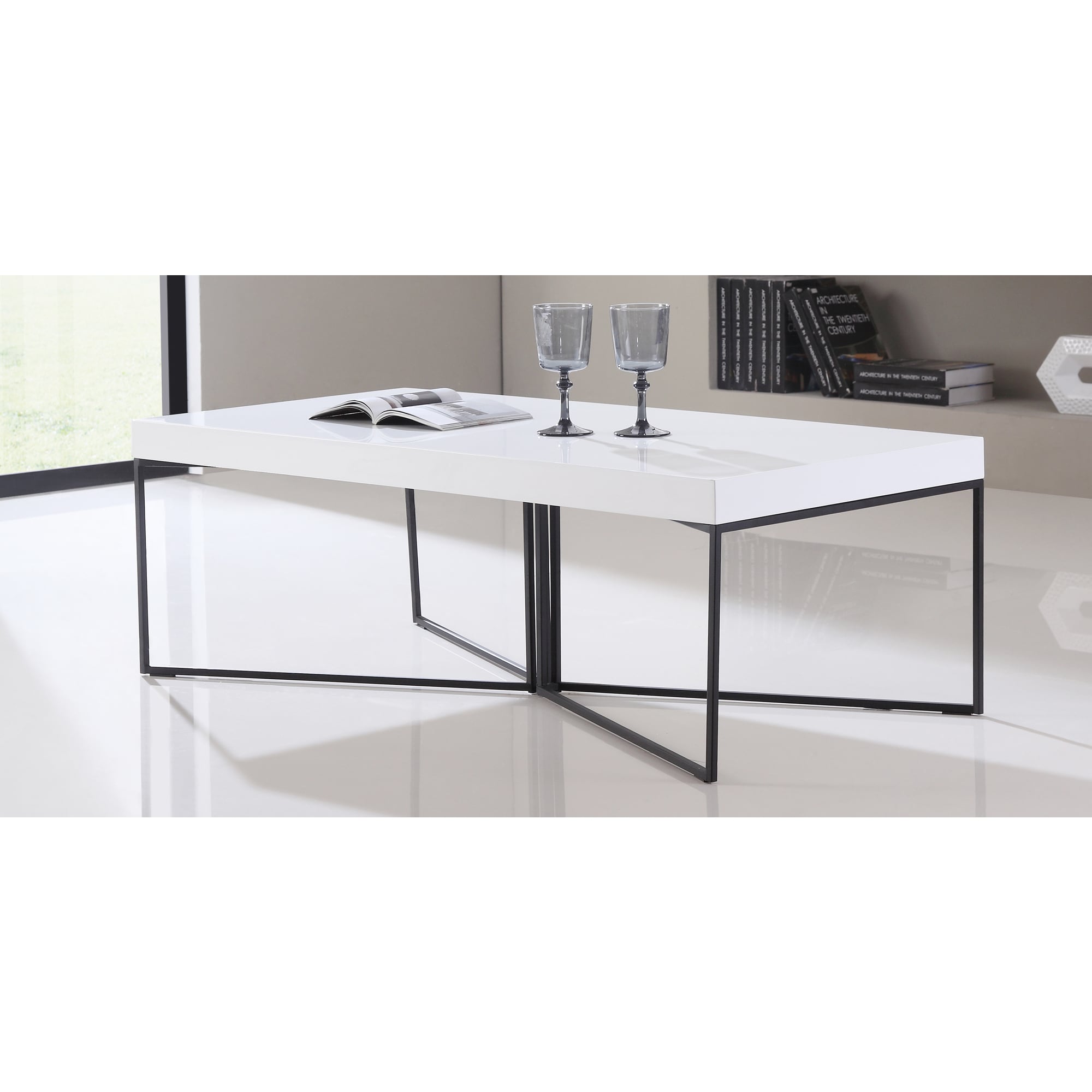 B Modern Mixer High Gloss White And Black Steel Coffee Table Free B Modern Mixer High Gloss White And Black Steel Coffee Table Free Shipping Today 17473769